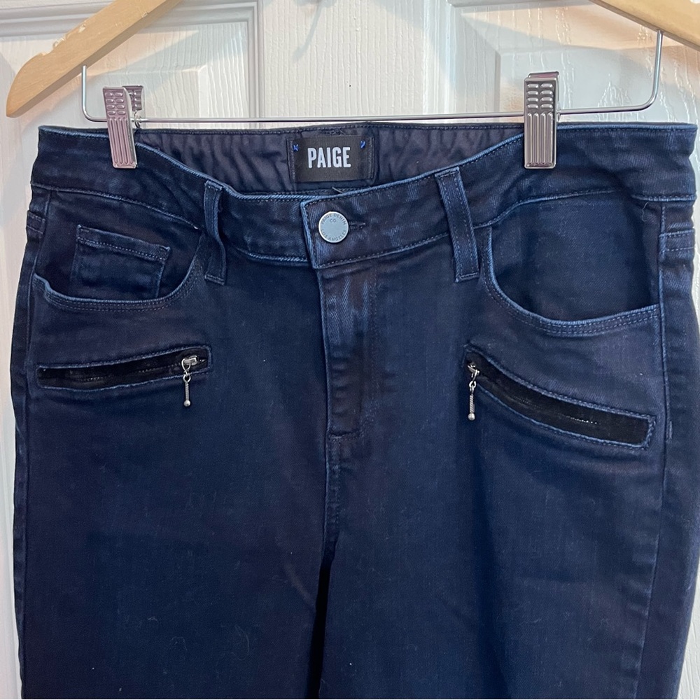 Paige Jeans 31” Jane Zip Dark Blue Anderson Wash Ankle Zip Skinny Jeans - Picture 5 of 11